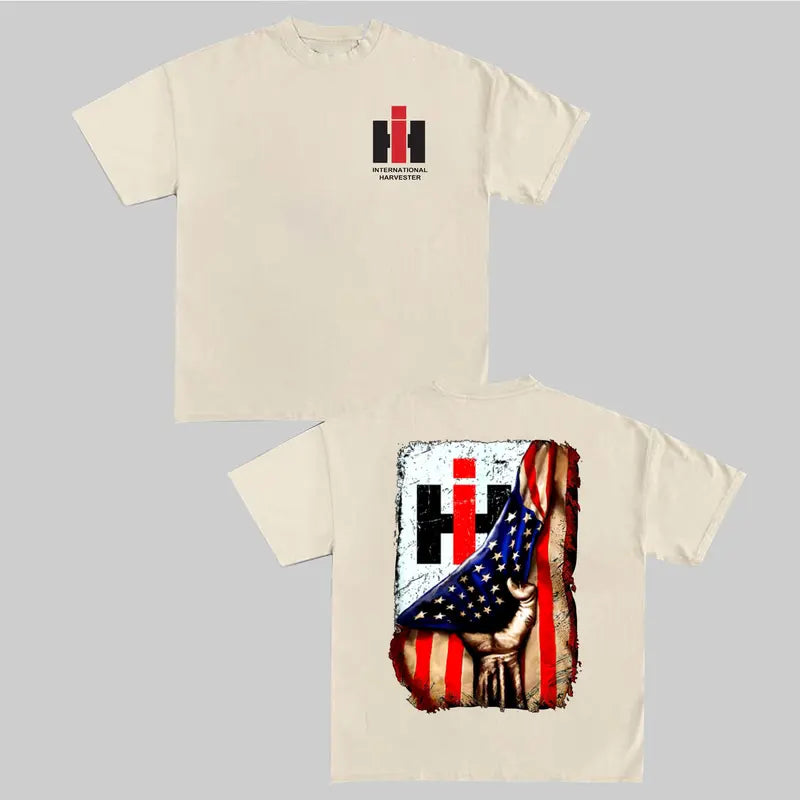Case IH US Flag T-Shirt - 2-Sided International Harvester Farm Equipment Tee