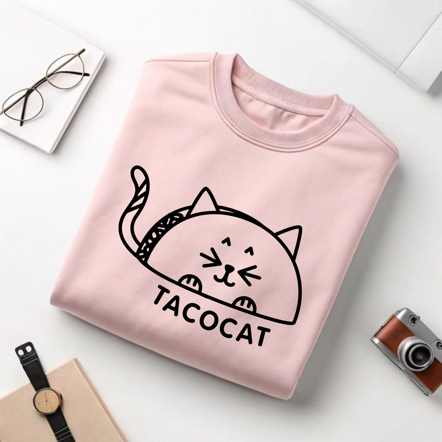 Tacocat Cute Palindrome Shirt – Funny Cat & Taco Graphic Tee for Cat Lovers