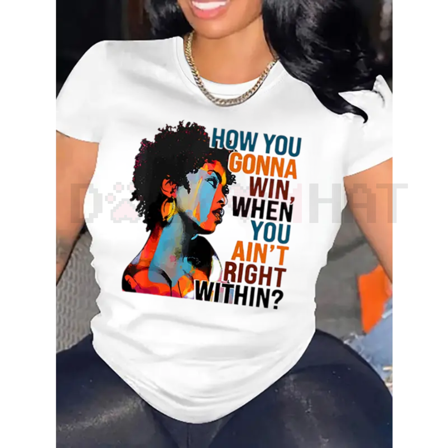 Relaxed Fit T-Shirt African American Graffiti Portrait Print – Unisex Polyester Knit Spring and Summer Tee