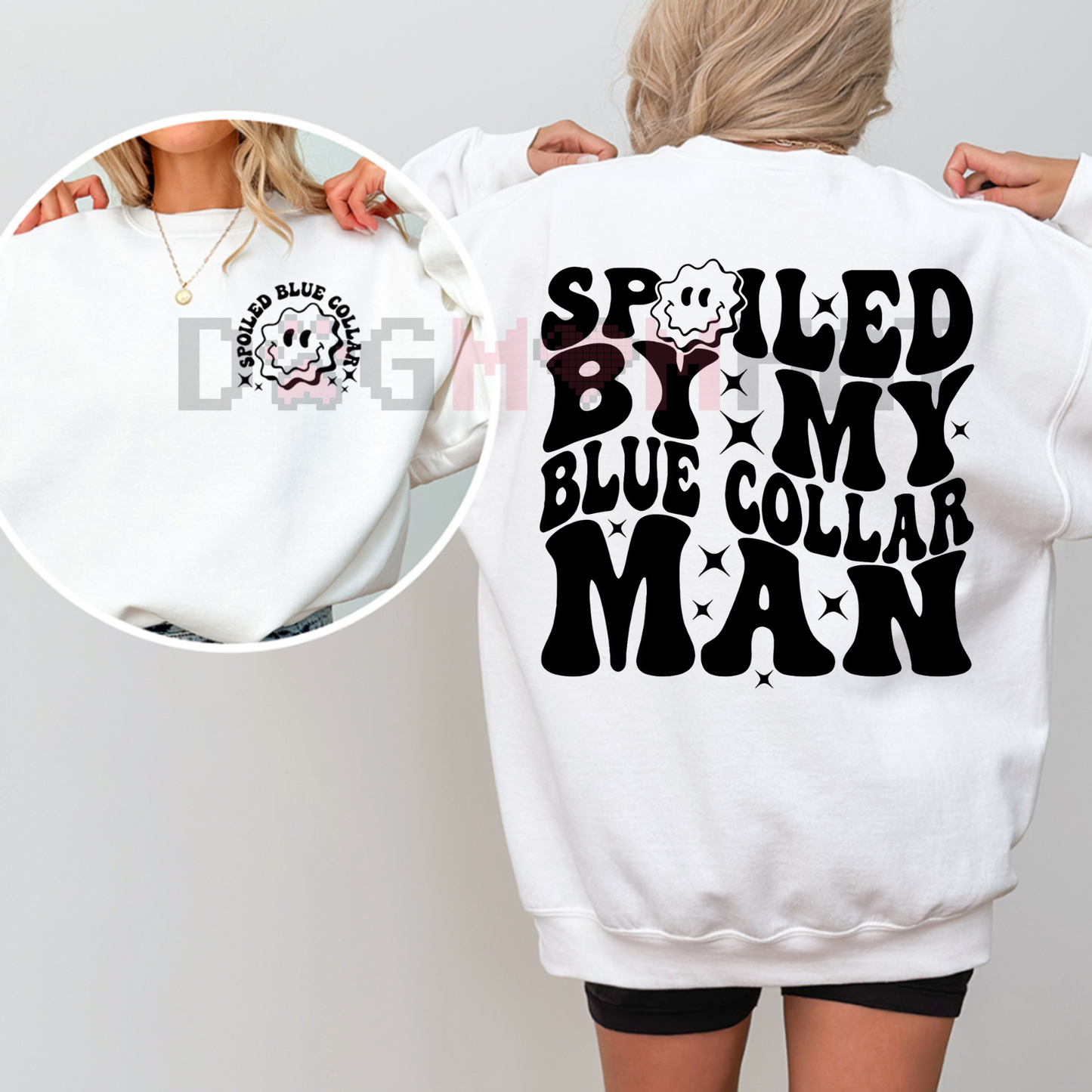 "Spoiled by My Blue Collar Man" Sweater – Cozy Crewneck, Love & Appreciation Gift for Her