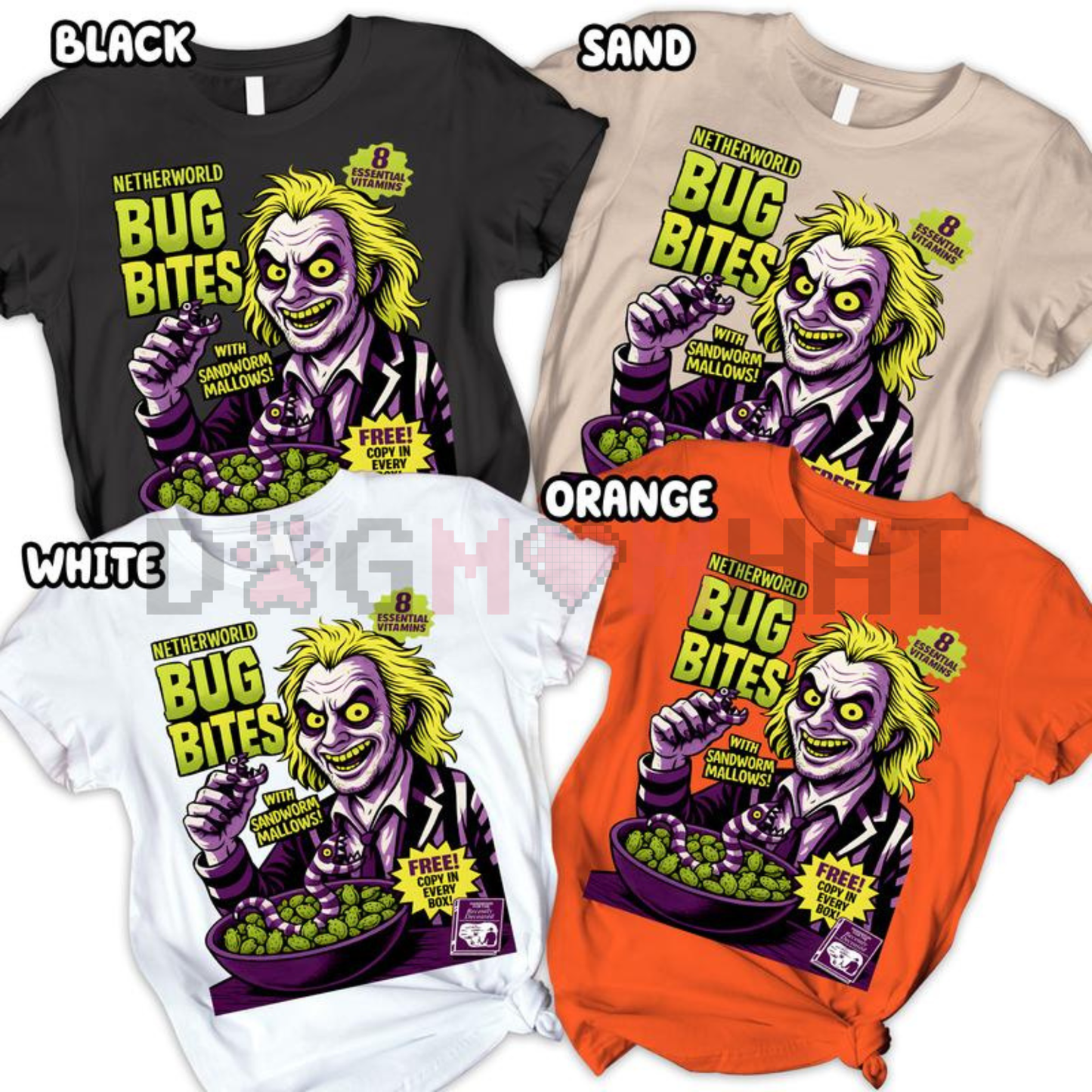Comfort Halloween Cereal Horror Characters Graphic Shirt – Funny Matching Tee, Horror Movies Spooky Season Fall Vibes Unisex