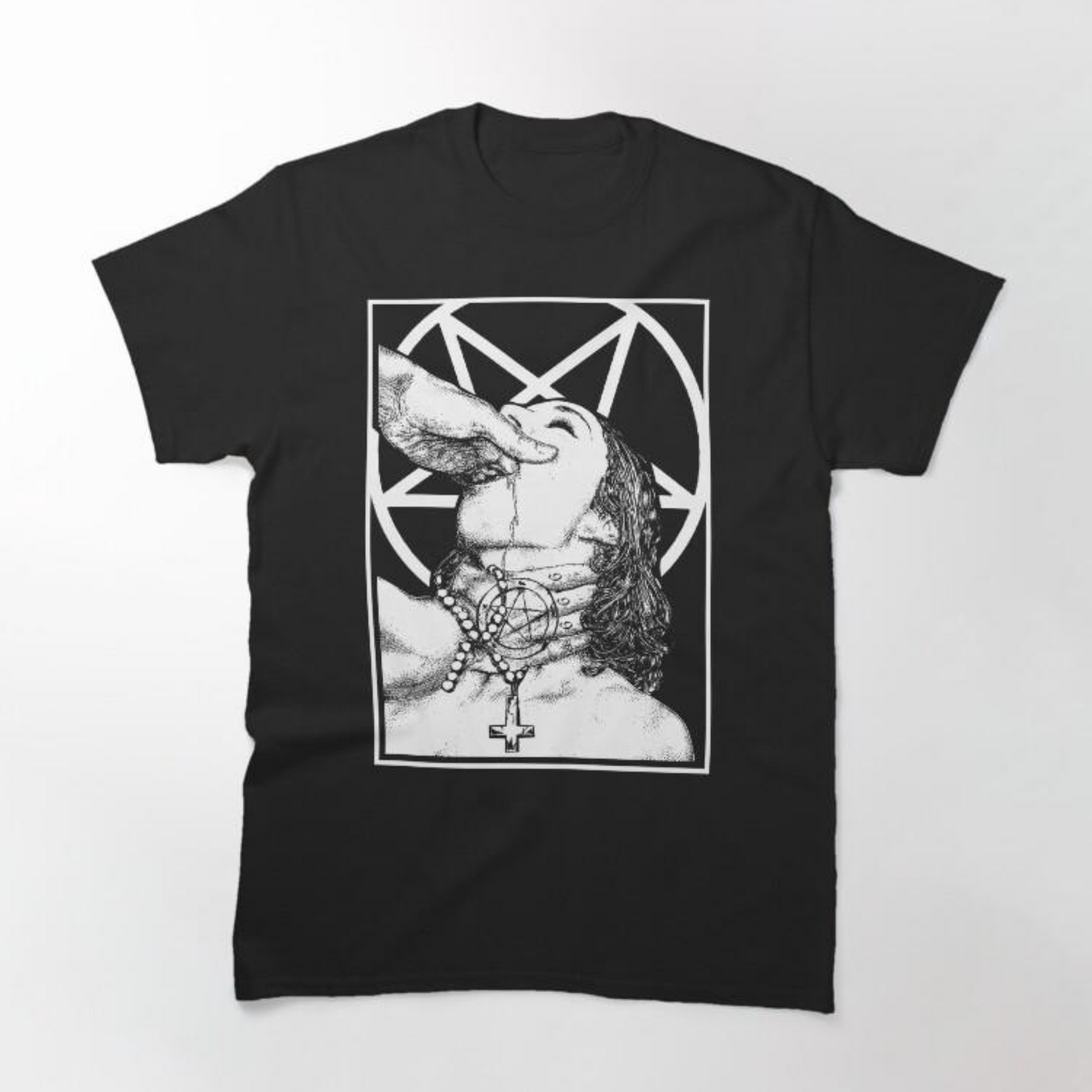 Satanic Nun Graphic T-Shirt – Gothic Dark Art Horror Tee for Fans
