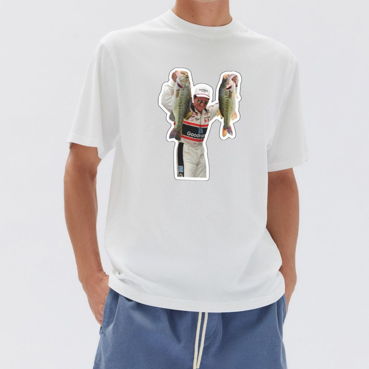 Dale Earnhardt "Bass Angler" Fishing Graphic Tee – Vintage NASCAR Legend Shirt