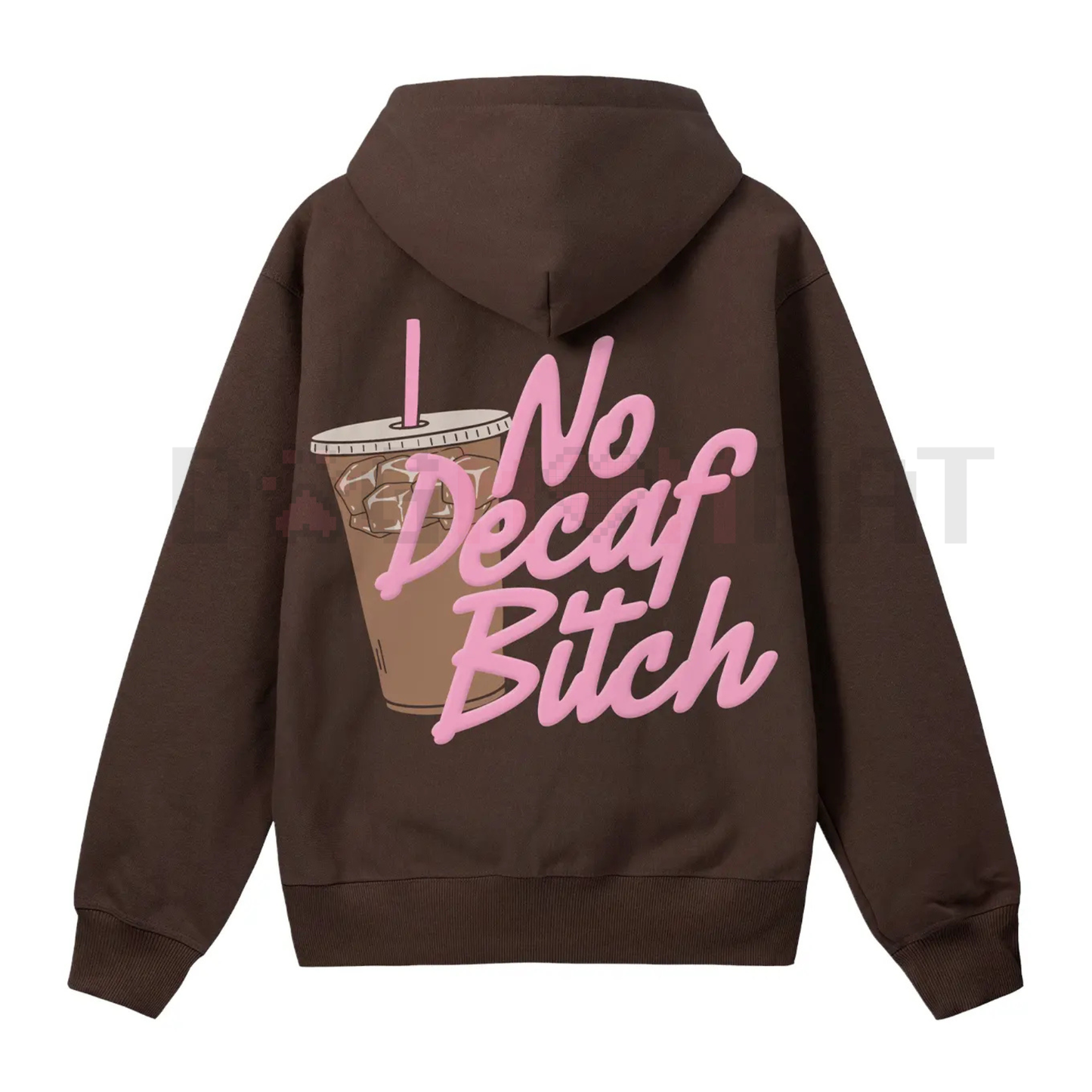 "No Decaf" Brown Zip-Up Hoodie – Coffee Lover Statement