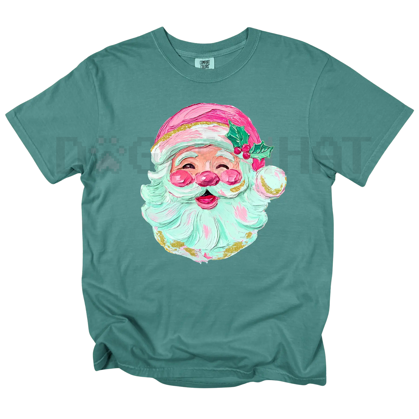 Pink Painted Santa Comfort Colors® T-Shirt – Unique Christmas Holiday Tee