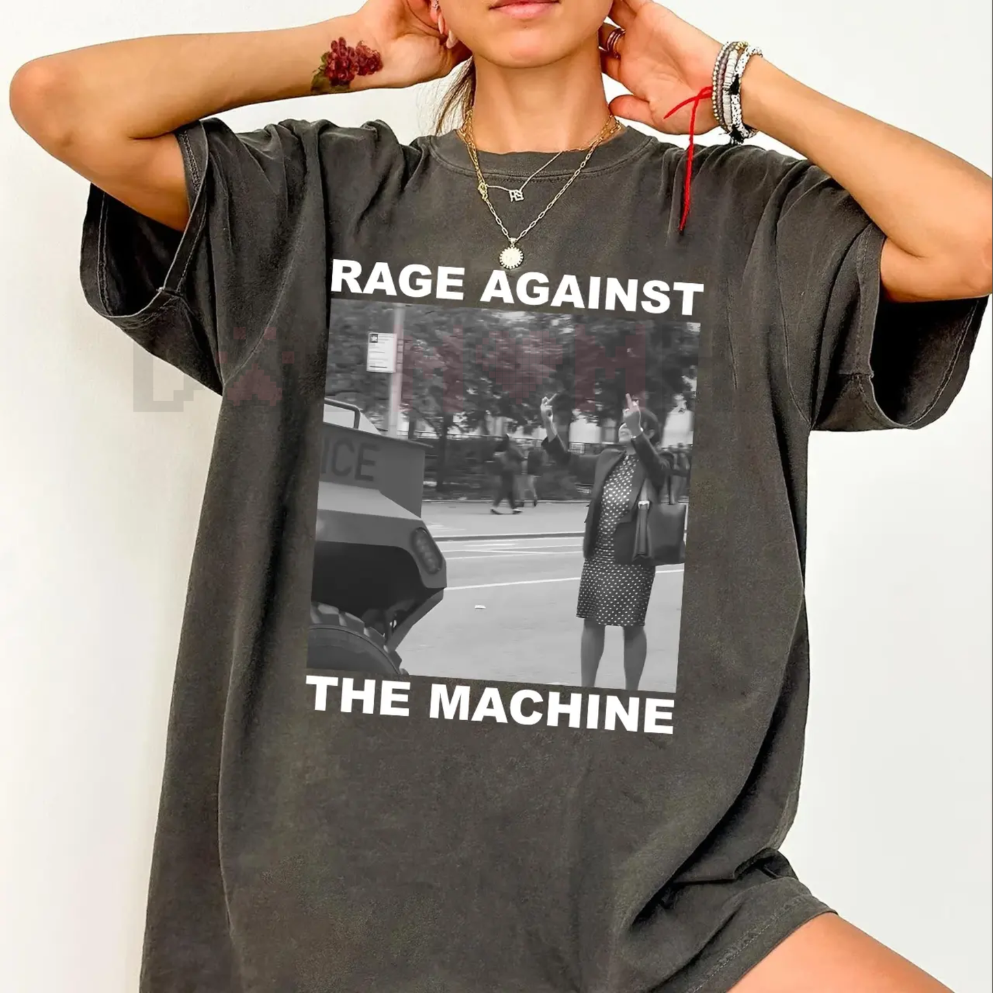 Rage Against The Machine Activist T-Shirt – Polka Dress Woman NYC Protest Tee