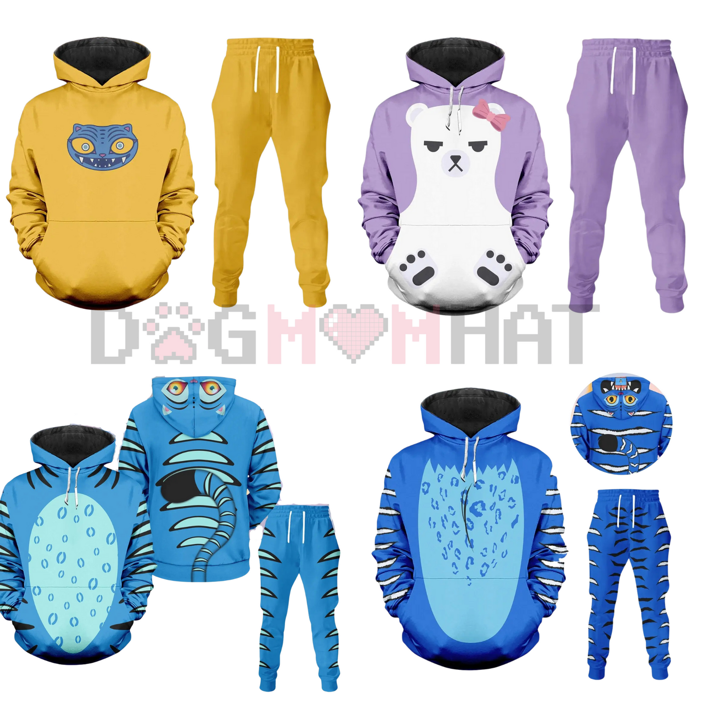 Derpy Tiger Costume Hoodie Jogger – Kpop Demon Hunters Outfit, Huntrix Kpop Cosplay, K-pop Movie Gift