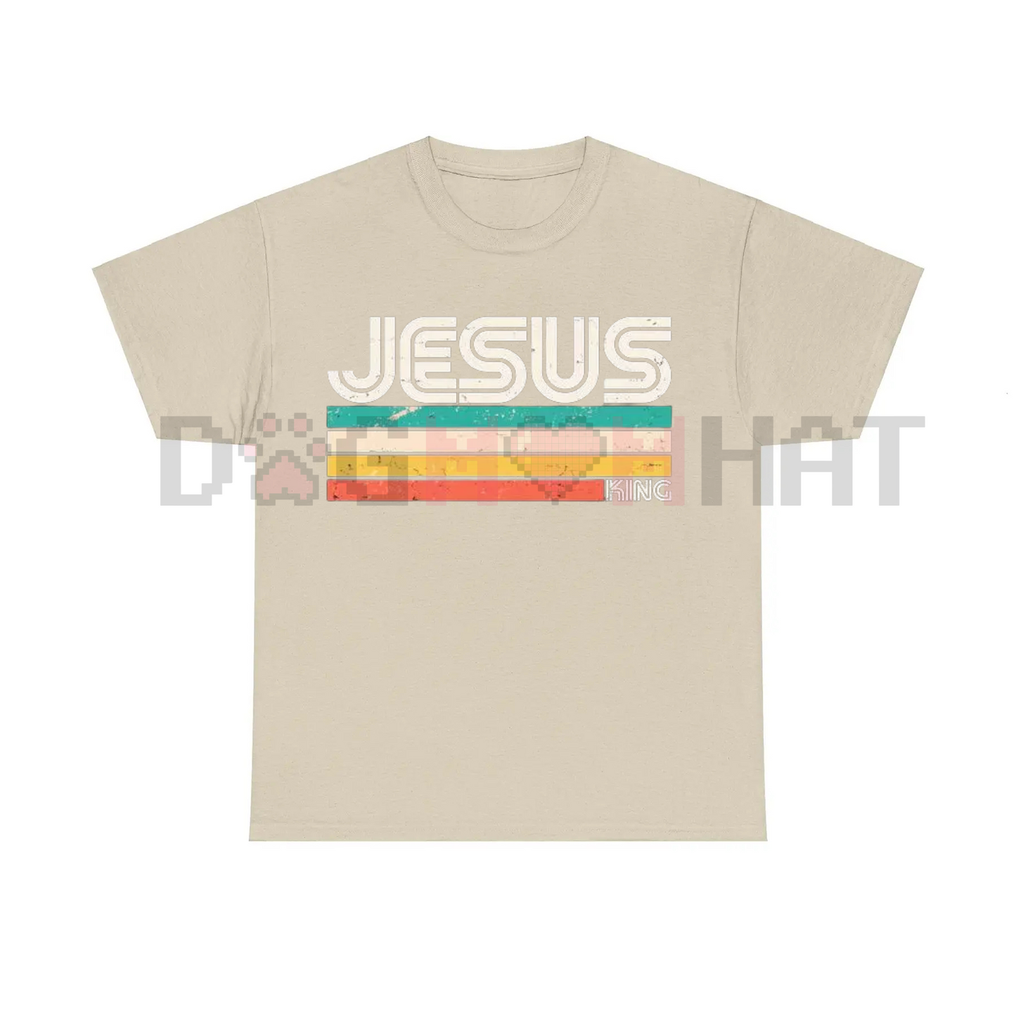 Vintage "Jesus King" T-Shirt – Classic Christian Cotton Menswear Tee, Retro Religious Graphic Shirt