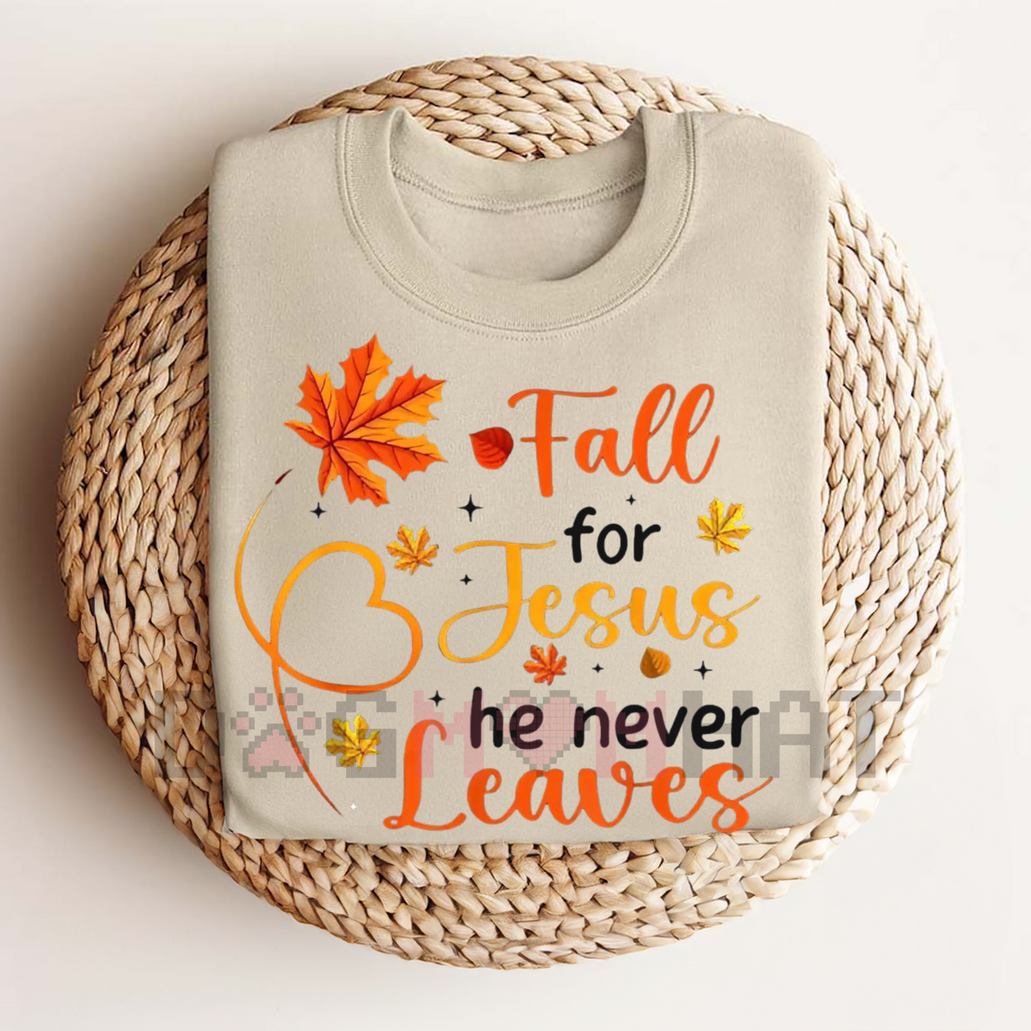 Fall For Jesus He Never Leaves T-Shirt – Autumn Christian Women's Tee