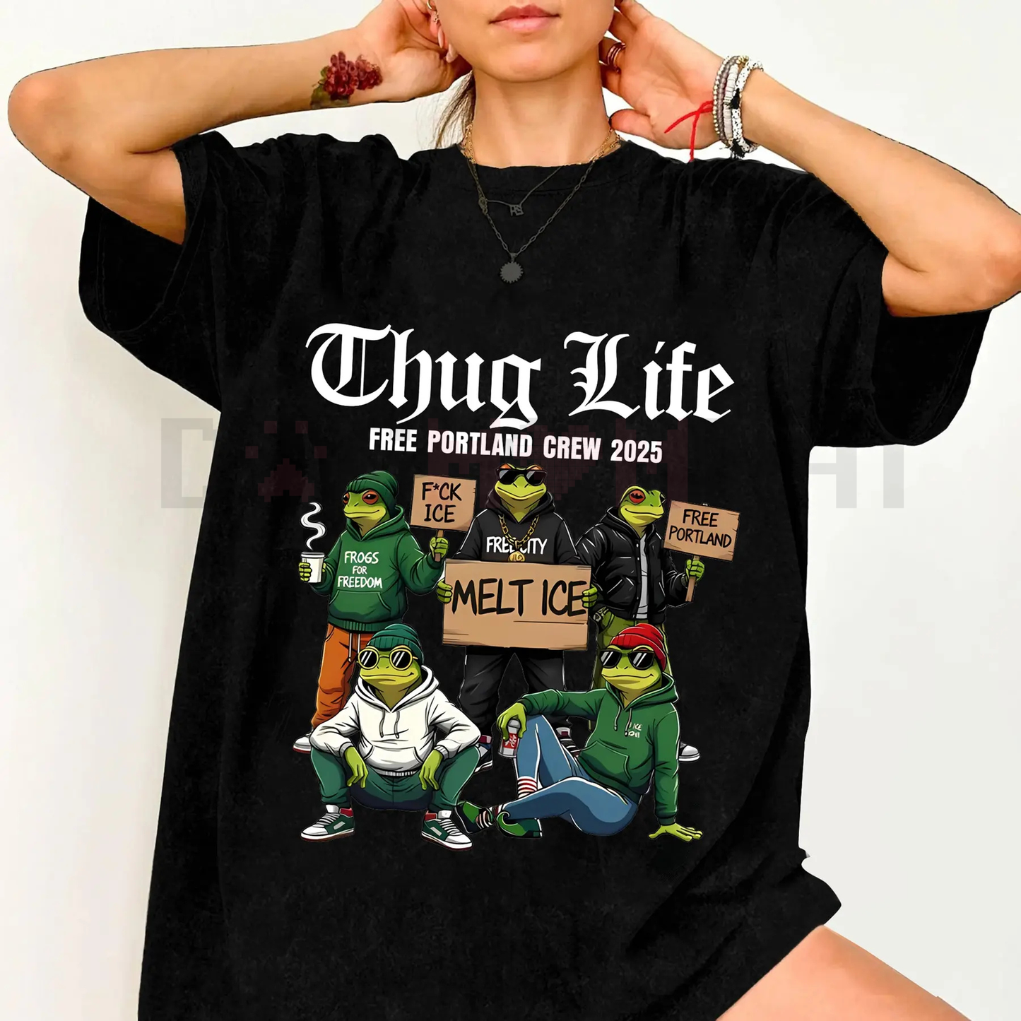 "No Kings In America" Frog Resist T-Shirt – Portland Political Statement Anti-Tyranny Tee