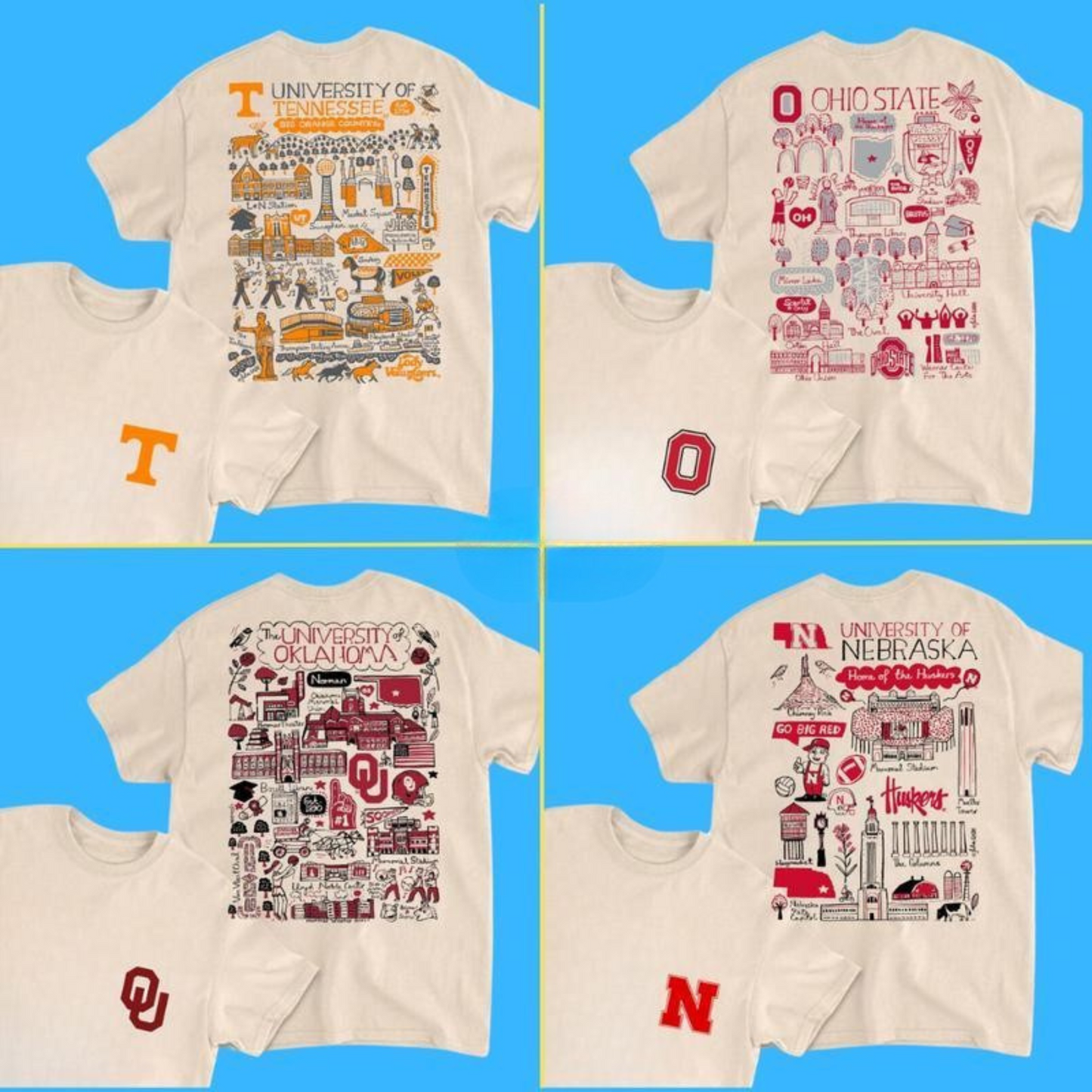 ALL TEAM NCAA Sand T-Shirt – Tropical Artwork Tee for Men & Women, Casual College Sports Fanwear