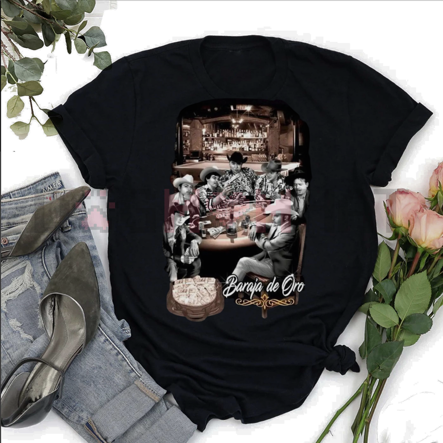 Plus Size Baraja De Oro T-Shirt – Mexican Narco Style Graphic Tee