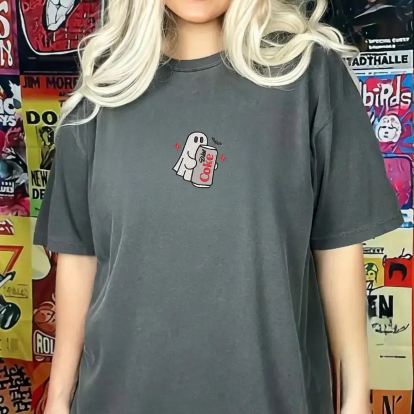 Embroidered Spooky Drink Comfort Colors Shirt - Halloween Spooky Season Tee