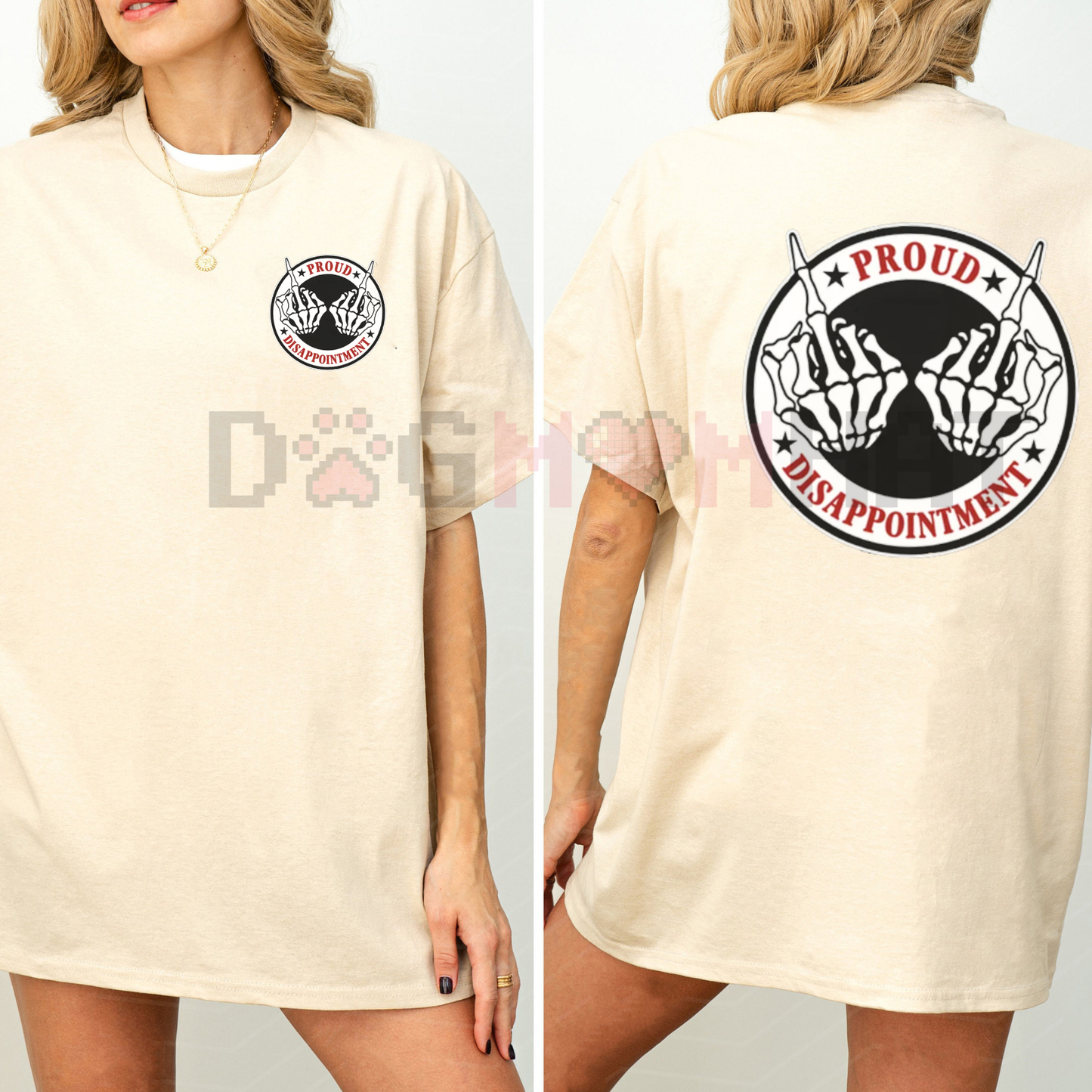 "PROUD DISAPPOINTMENT" Defiant Bone Hand Graphic Crewneck Tee