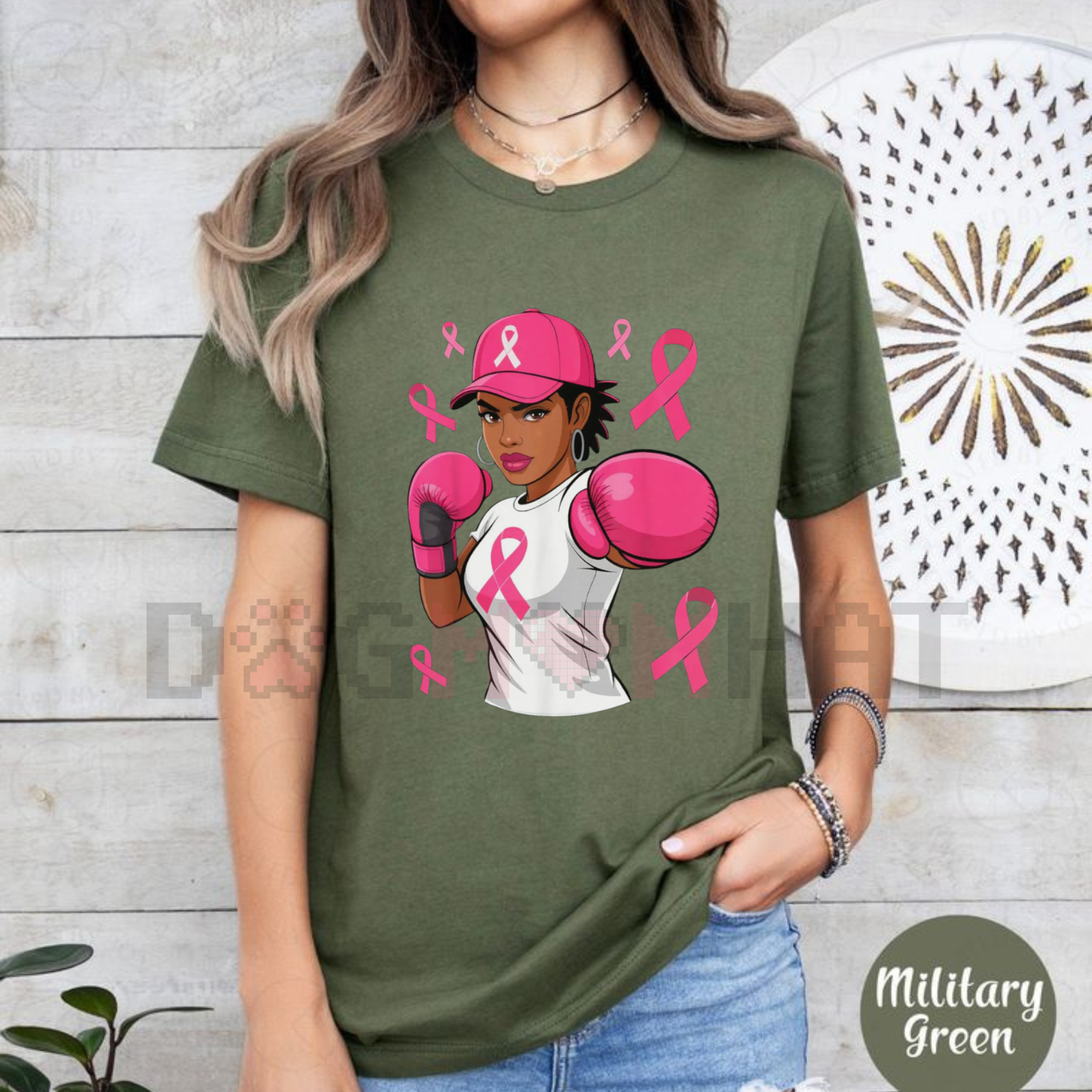 Black Women African American Fight Breast Cancer Pink Ribbon T-Shirt