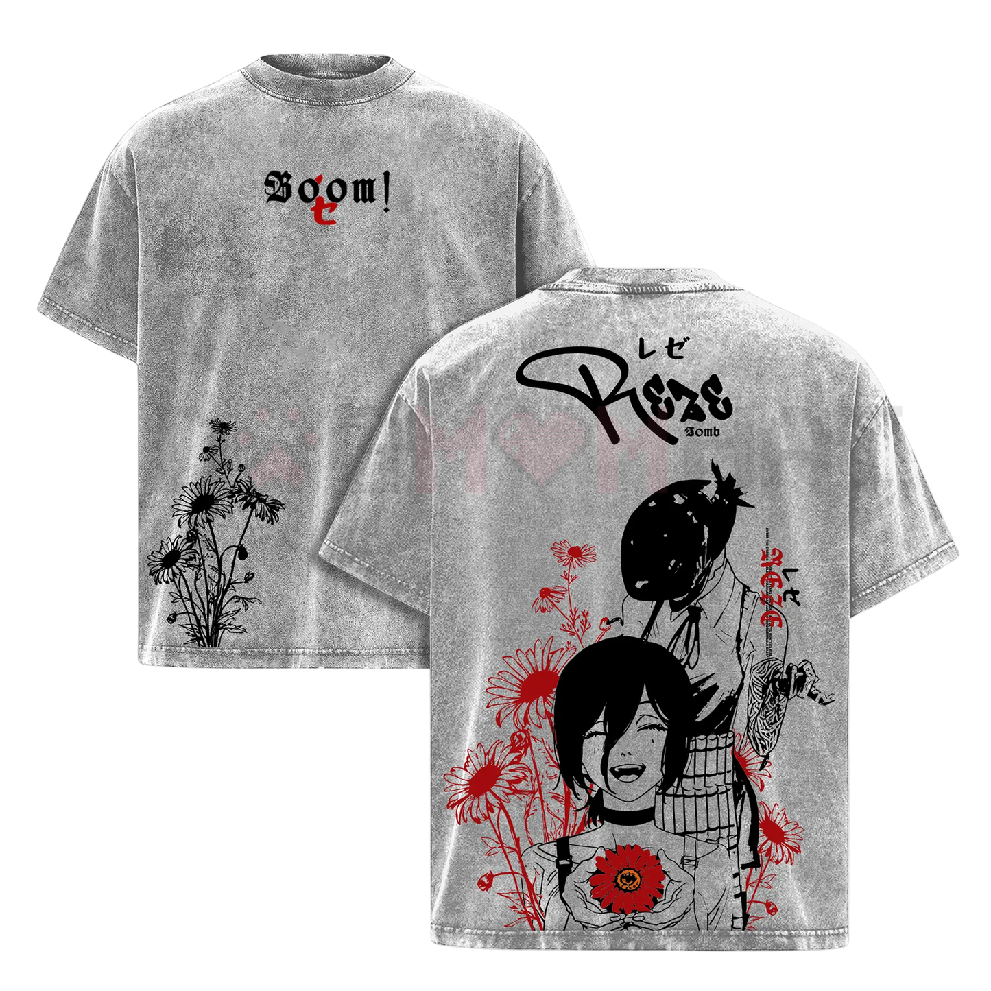 Reze Chainsaw Man T-Shirt – Vintage Washed Oversized Heavy Cotton Tee