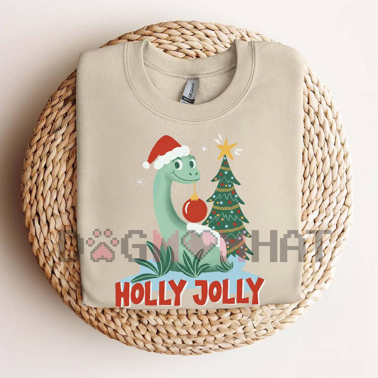 Light Green "Holly Jolly" Tee – Unisex Christmas Holiday Shirt