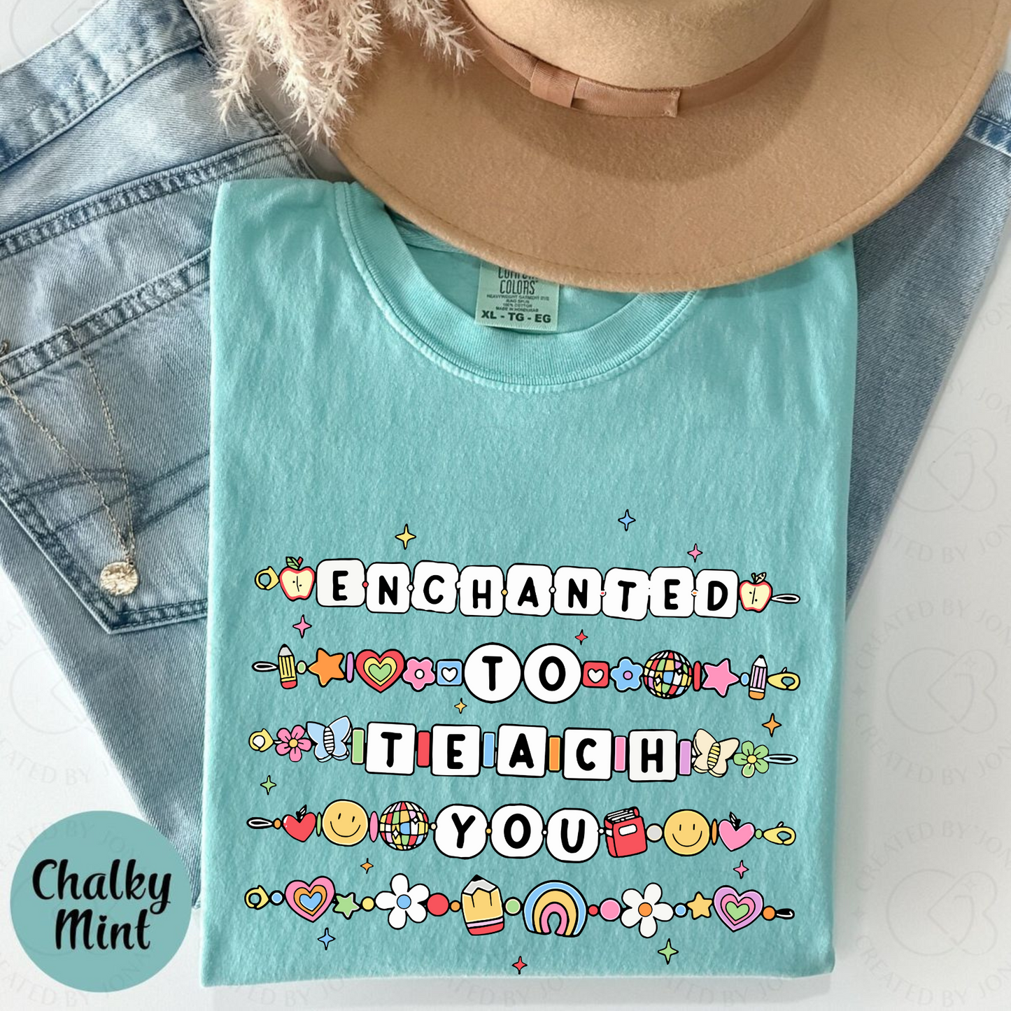 "Enchanted to Teach" Teacher Comfort Colors® Shirt – Friendship Bracelet Tee