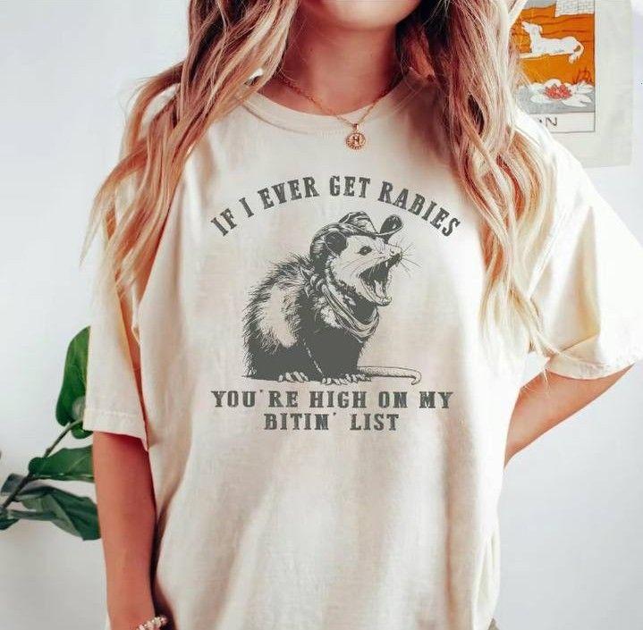 Humorous Raccoon T-Shirt – "If I Ever Get Rabies" Funny Trash Panda Sarcastic Tee