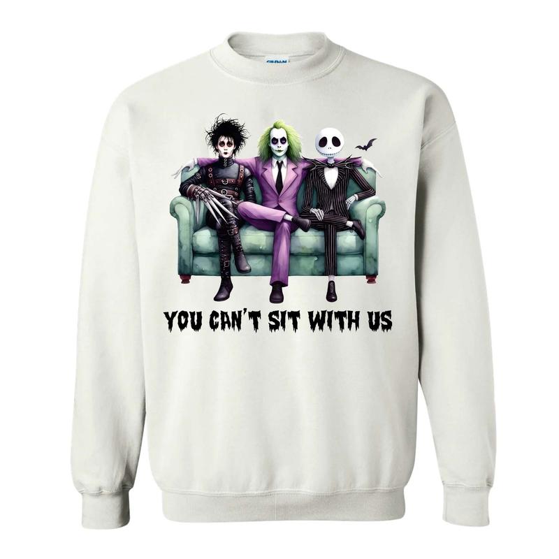 You Can’t Sit With Us Halloween T-Shirt – Funny Horror Character-Inspired Graphic Tee, Unisex Spooky Season Shirt