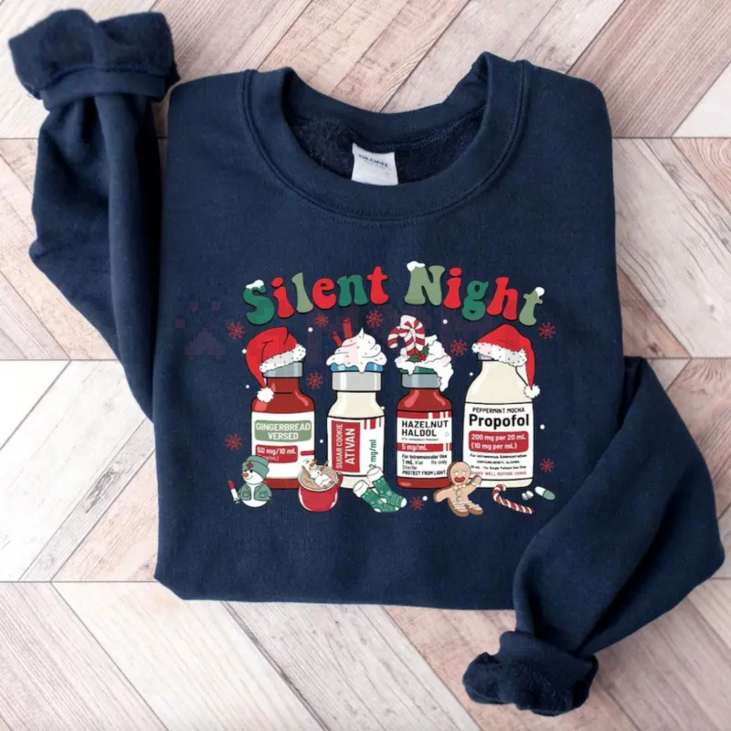 Silent Night Christmas Sweatshirt – Christmas Nurse Shirt, Medical Holiday Crewneck