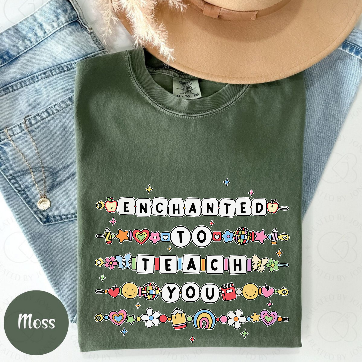 "Enchanted to Teach" Teacher Comfort Colors® Shirt – Friendship Bracelet Tee