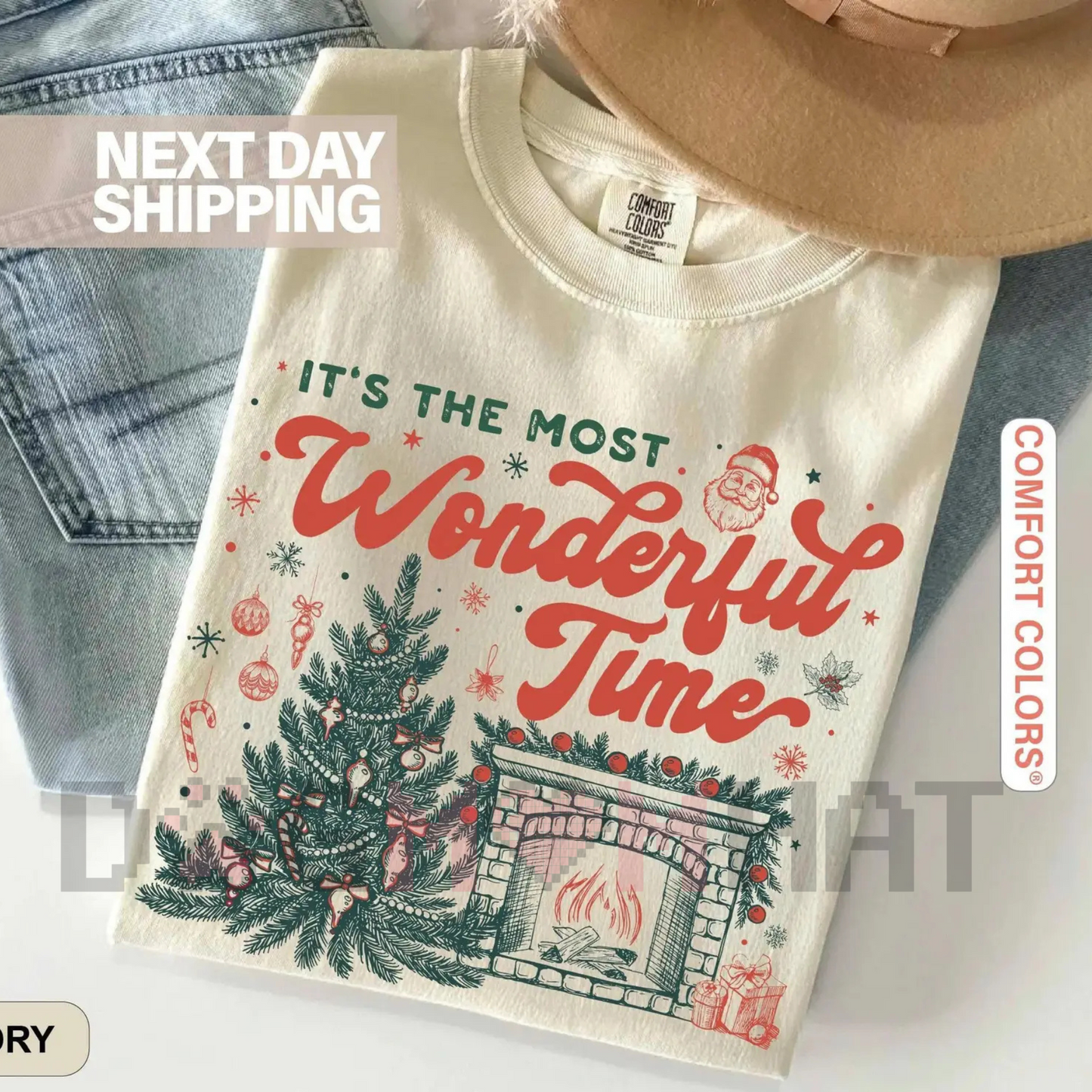 Comfort Colors "It's The Most Wonderful Time" Christmas Shirt – Vintage Christmas Shirt, Retro Holiday Tee