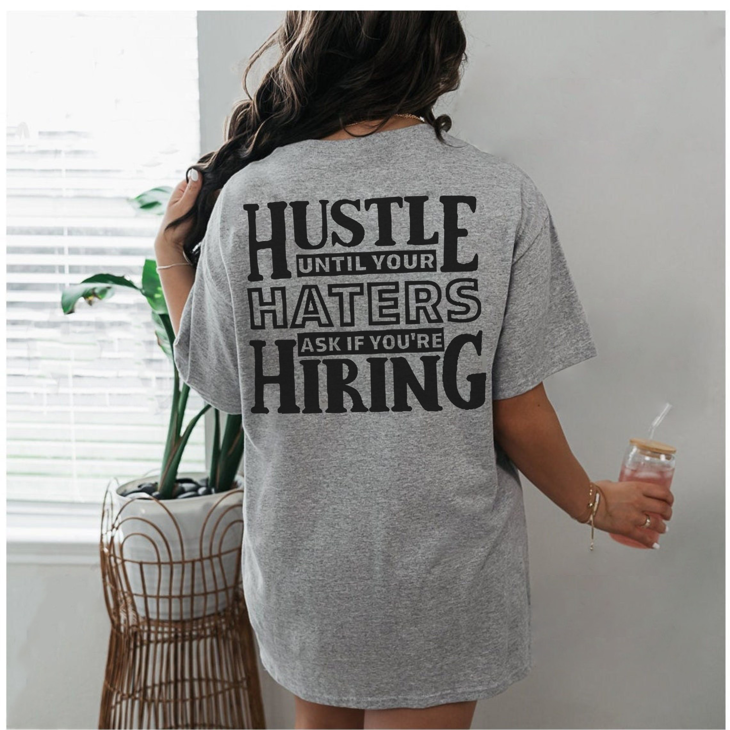 HUSTLE UNTIL YOUR HATERS Casual Black Print T-shirt – Motivational Quote Tee,
