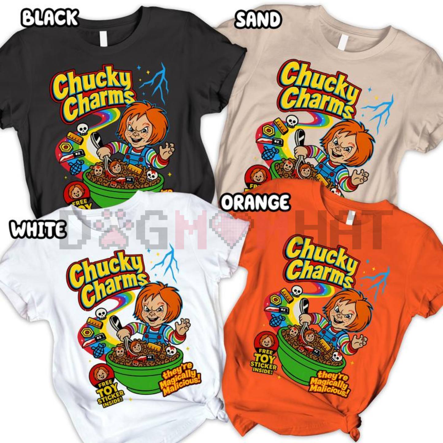 Comfort Halloween Cereal Horror Characters Graphic Shirt – Funny Matching Tee, Horror Movies Spooky Season Fall Vibes Unisex