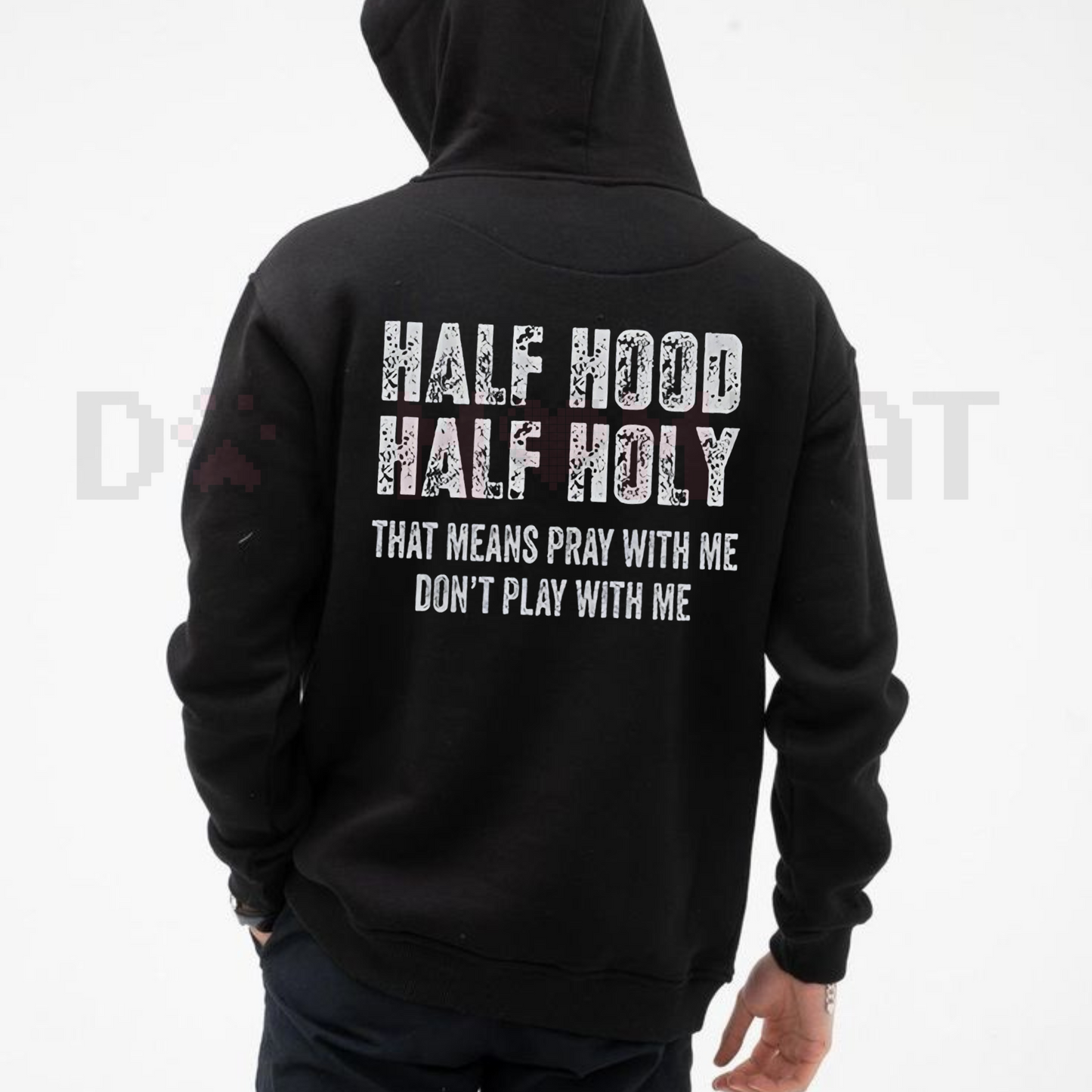 Half Hooded Half Holy Hoodie – Duality Street Style Pullover, "Play With Me Don't Play With Me" Attitude