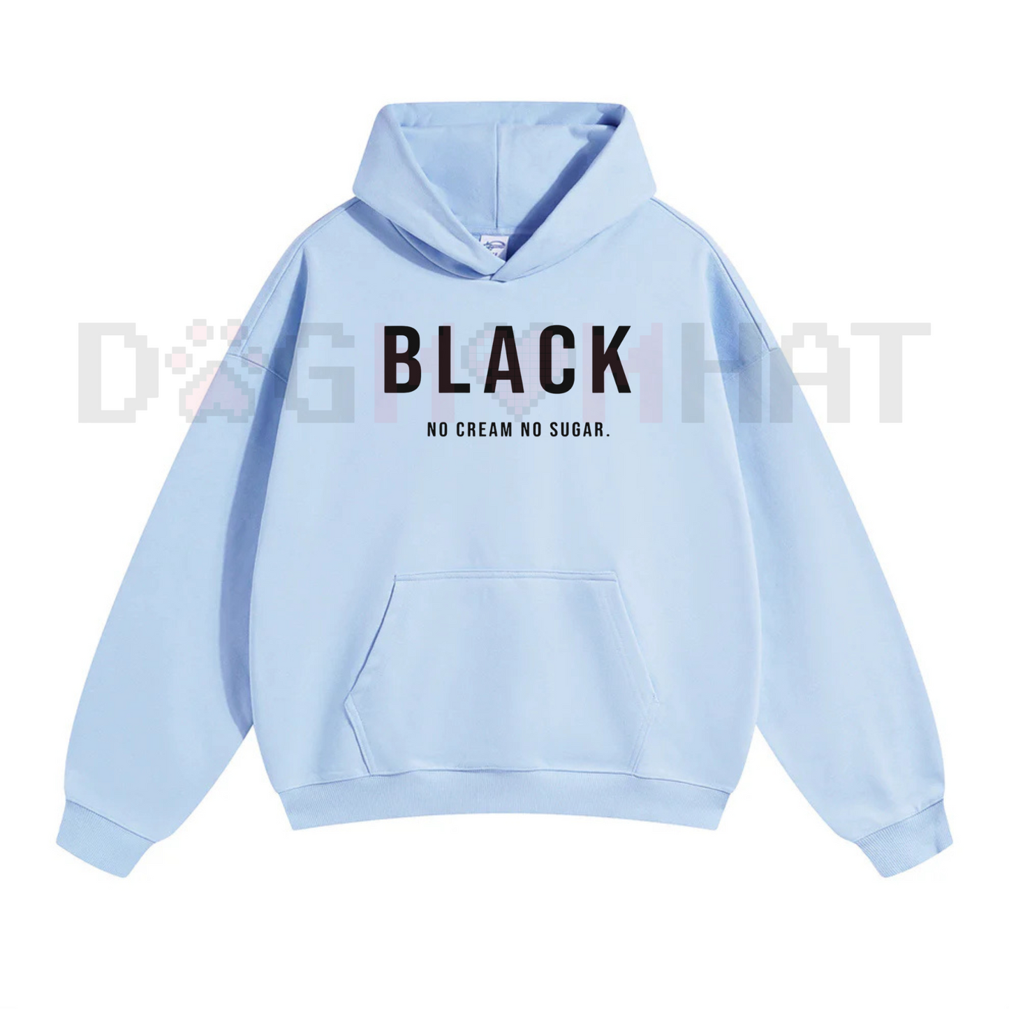 Black "No Cream, No Sugar" Hoodie – Coffee Lover Statement Pullover