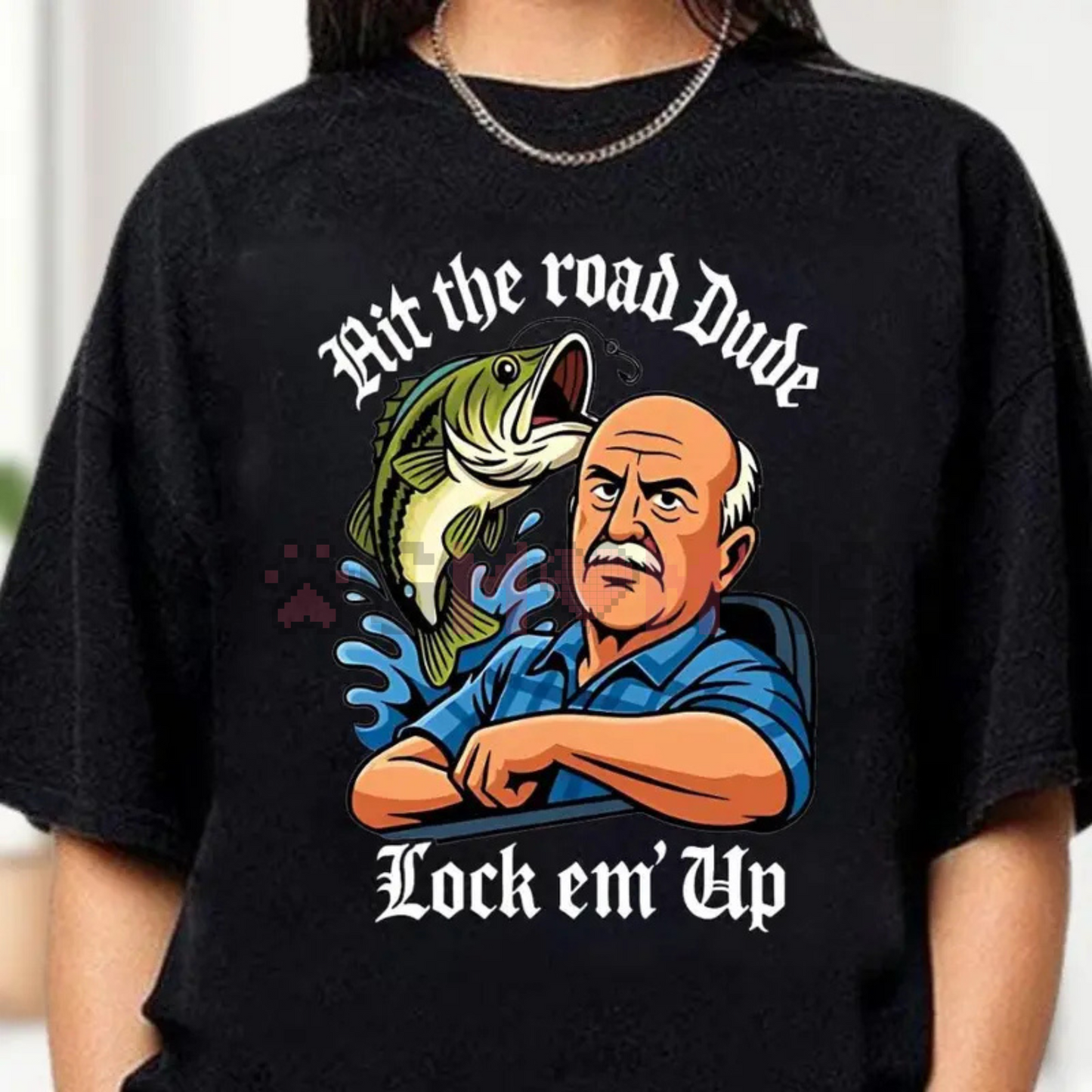Funny Angry Old Man Driving Truck Shirt – "Lock 'Em Up" Sarcastic Humor Tee