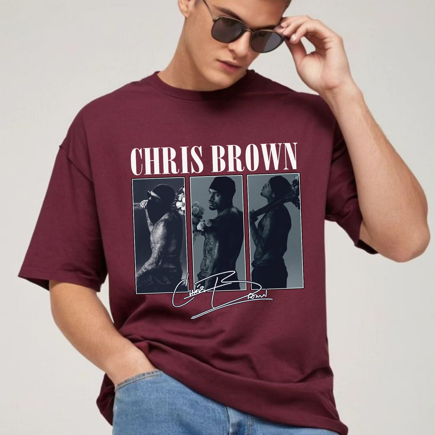 C. Brown Vintage Shirt – Classic Retro Concert Tee for Music Fans