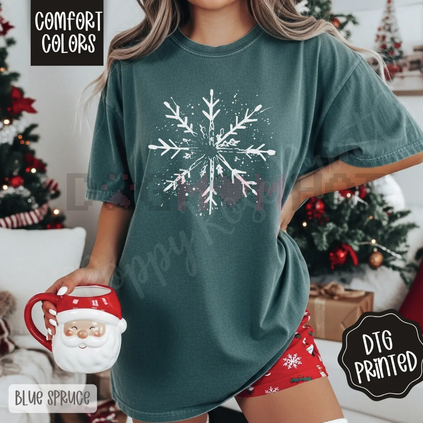 Splatter Snowflake Shirt Comfort Colors – Trendy Women's Christmas Tshirt