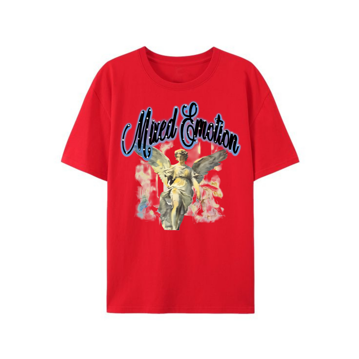 Y2K Street Style T-Shirt - Retro Angel & Flame Graphic Tee