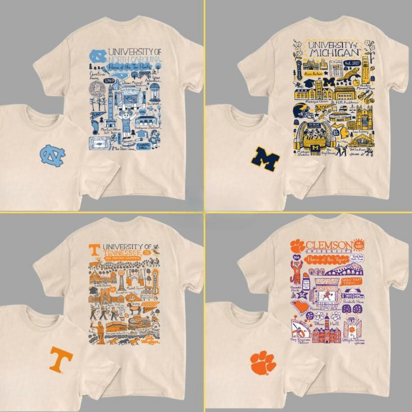 ALL TEAM NCAA Sand T-Shirt – Tropical Artwork Tee for Men & Women, Casual College Sports Fanwear