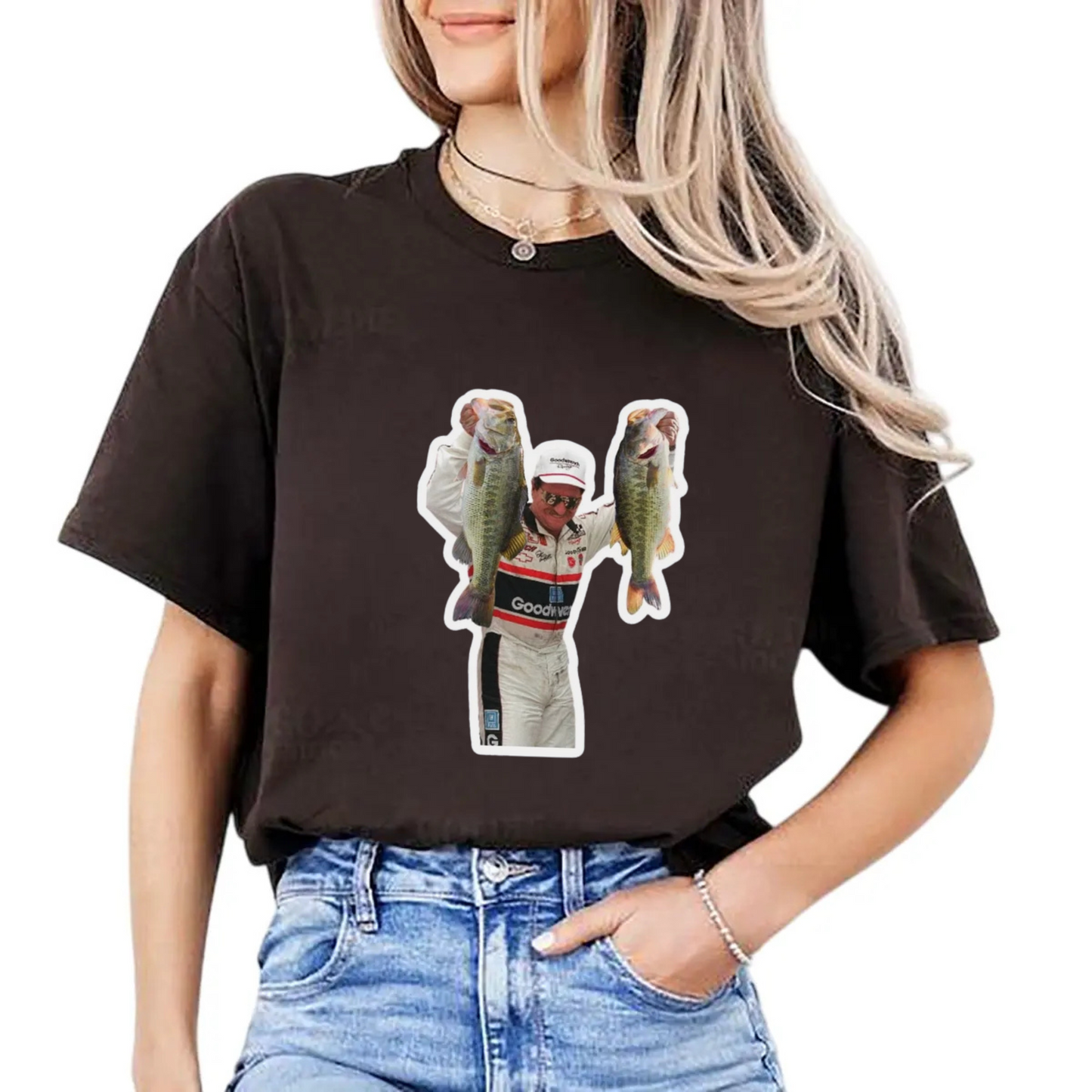 Dale Earnhardt "Bass Angler" Fishing Graphic Tee – Vintage NASCAR Legend Shirt