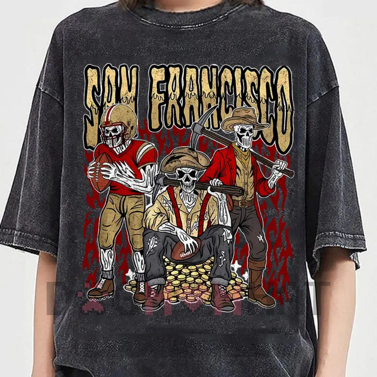 Comfort Color All 32 Teams Football Skull Vintage Shirt – Pepper Classic 90s All Team Football T-Shirt