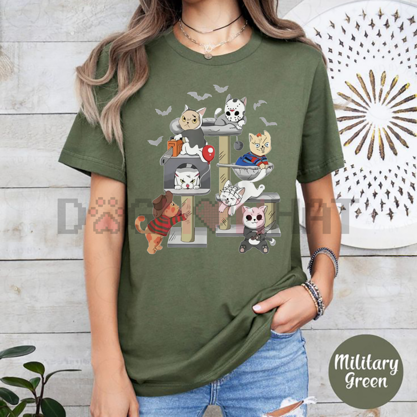 Funny Cat Horror Movies T-Shirt – Cute Halloween Cat Lovers Matching Tee