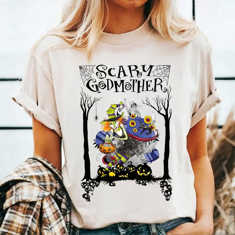 Scary Godmother Halloween Shirt – Retro Movie Graphic Tee, Spooky Season Horror T-Shirt for Men & Women