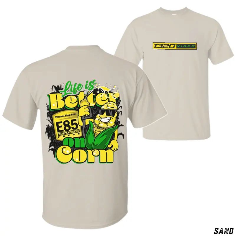 1320 Video "Corn Fuel" T-Shirt - 3D Graphic Tee for Car & Racing Fans