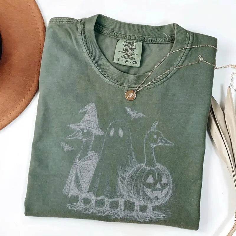 Comfort Colors Goose Halloween Shirt - Funny Ghost & Pumpkin Tee
