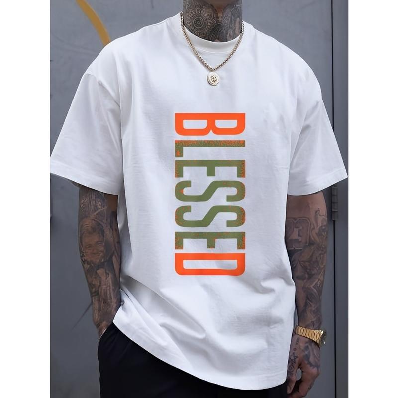 Men's Plus Size Geometric Crew Neck T-Shirt – Casual Short Sleeve Tee