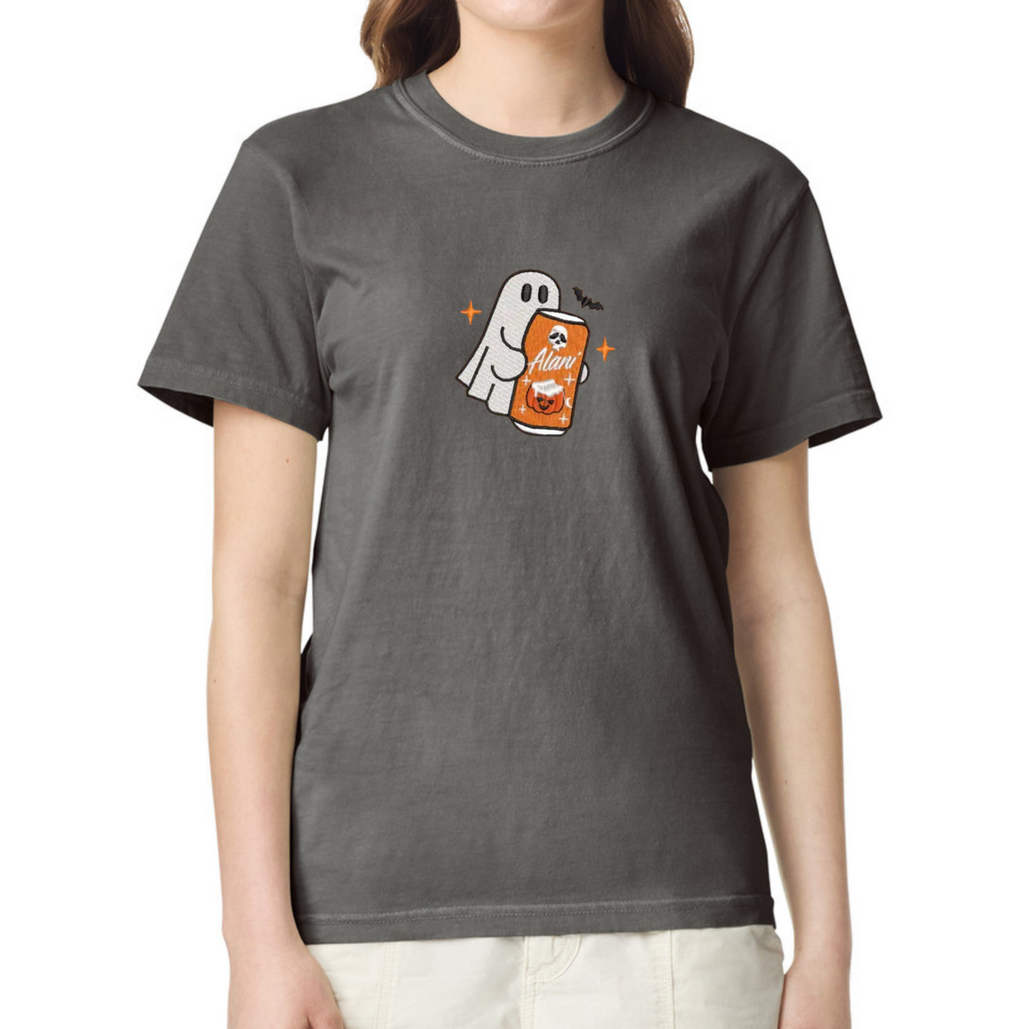 Embroidered Spooky Drink Comfort Colors Shirt - Halloween Spooky Season Tee