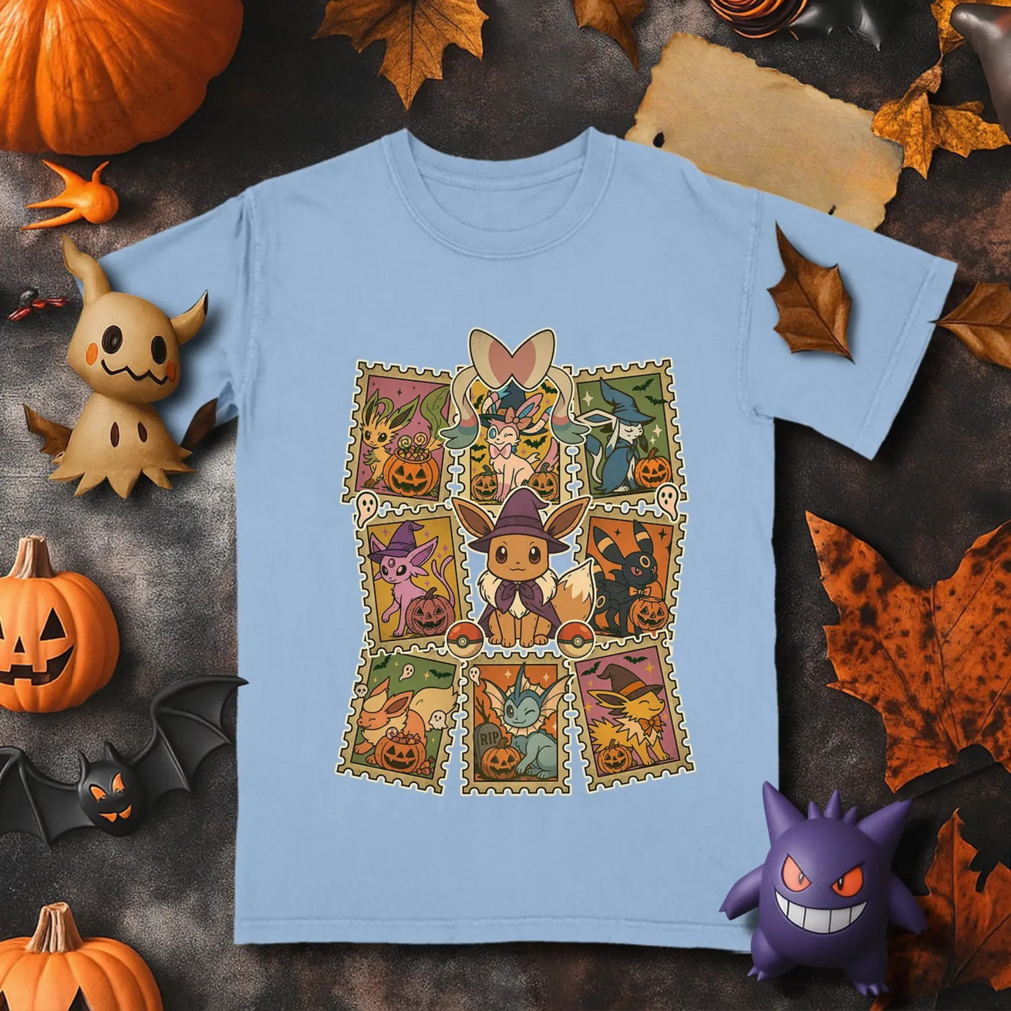 Eevee Halloween Evolutions T-Shirt – Cute Spooky Umbreon, Sylveon, Espeon, Vaporeon, Flareon Tee