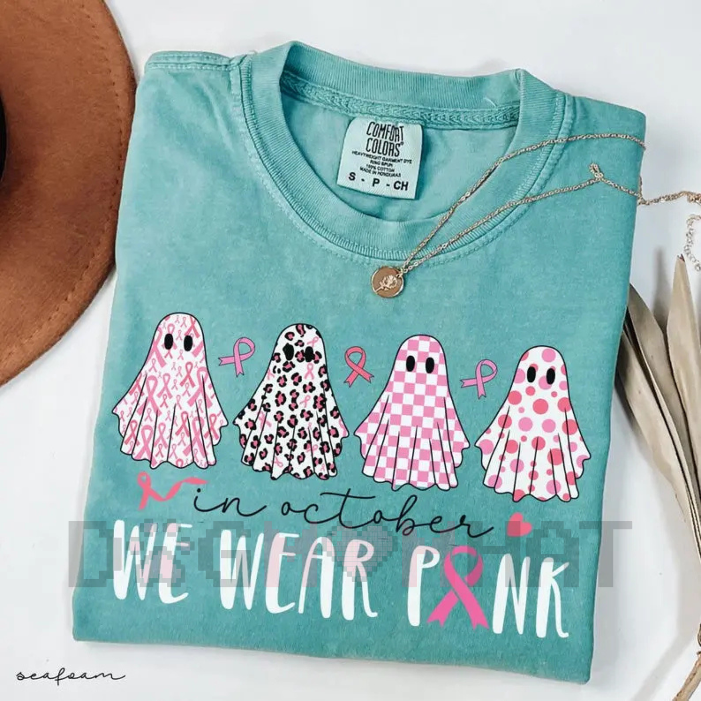 Breast Cancer T-Shirt – "In October We Wear Pink" Cute Ghost Tee