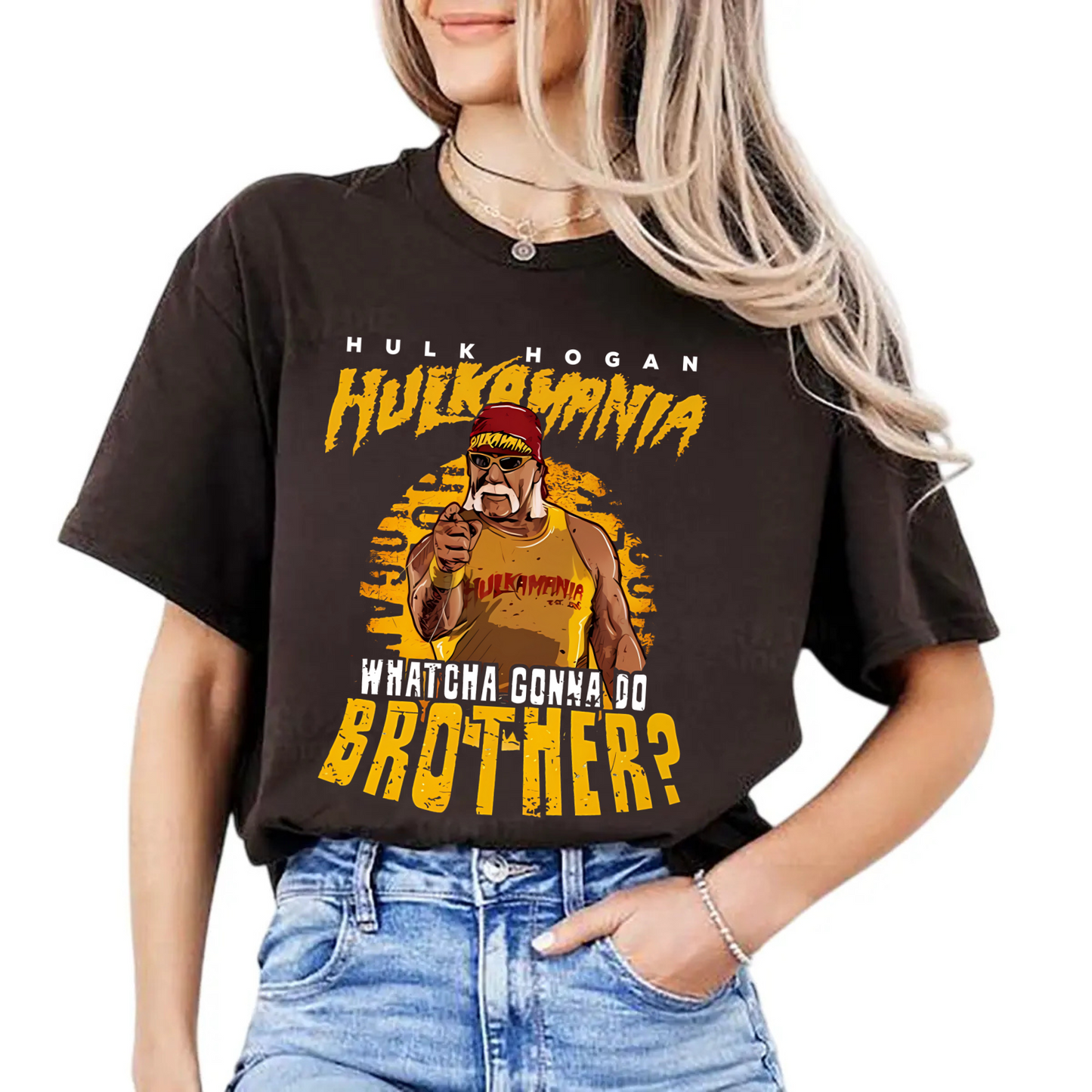 Hulk Hogan “Whatcha Gonna Do Brother?” T-Shirt – Hulkamania WWE Legend Graphic Tee, Unisex Fit