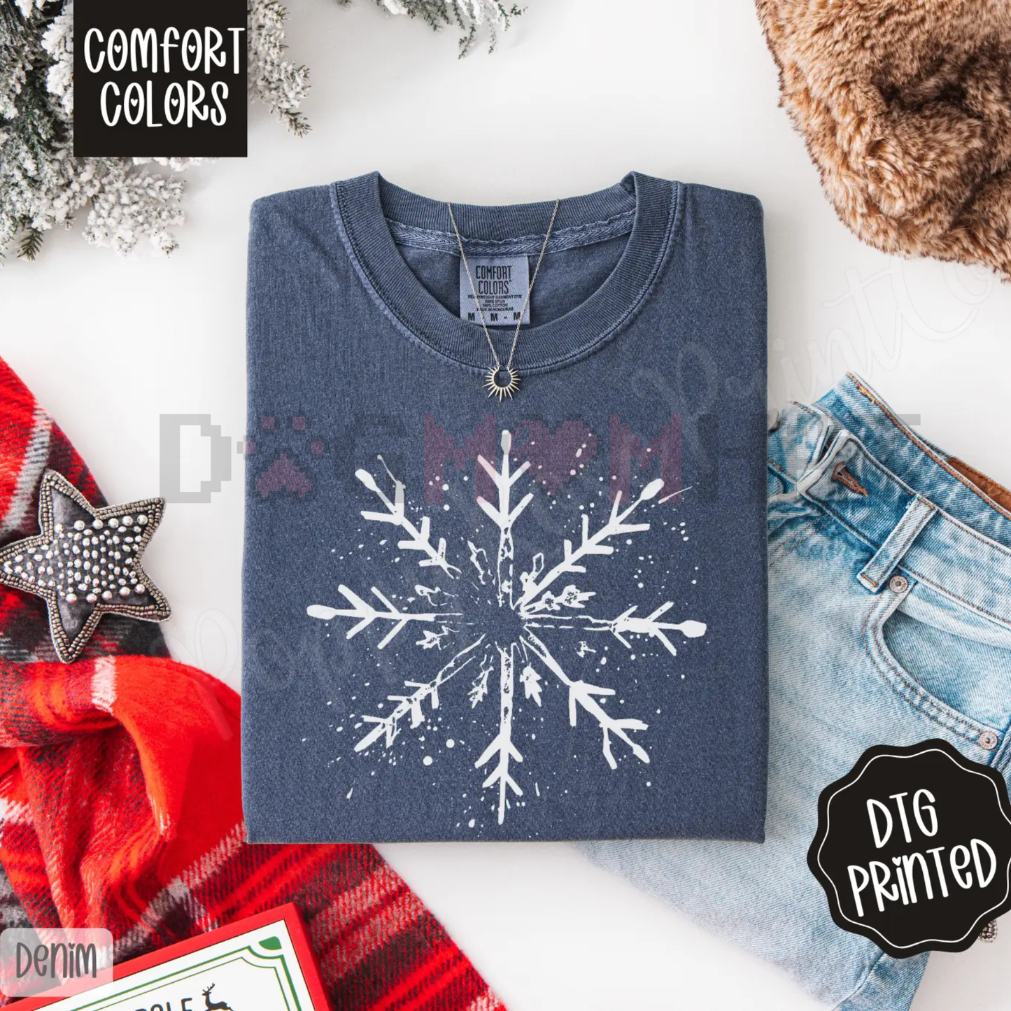 Splatter Snowflake Shirt Comfort Colors – Trendy Women's Christmas Tshirt