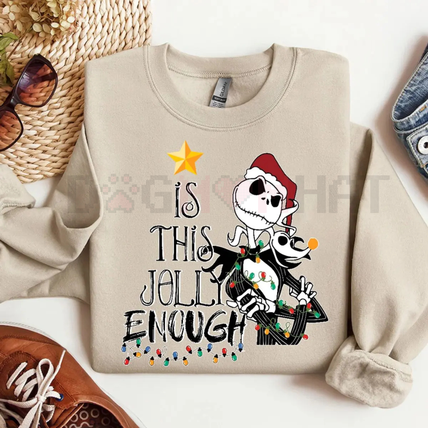 "Is This Jolly Enough" Jack Skellington Christmas Sweatshirt – Zero Dog & Oogie Boogie Party Tee
