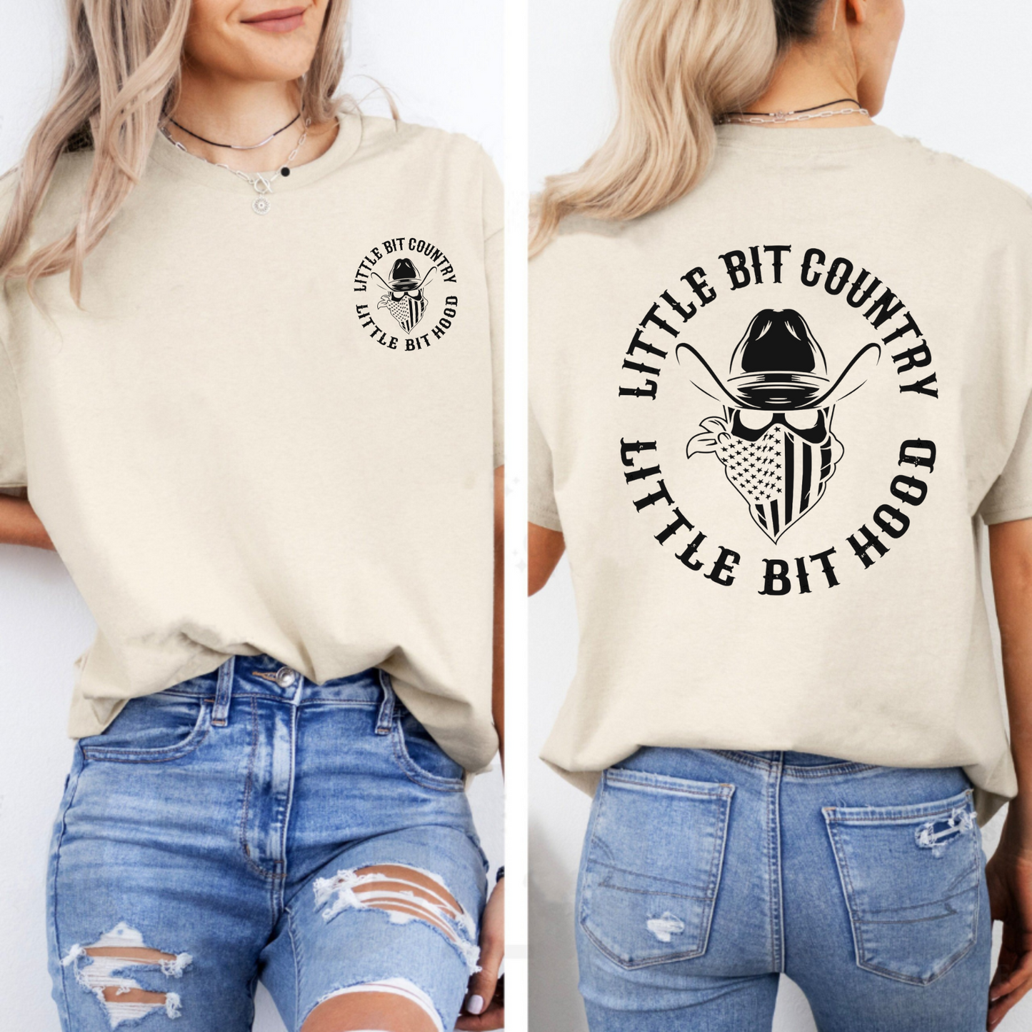 "Little Bit Country, Little Bit Hood" T-Shirt – Black Short Sleeve Tee